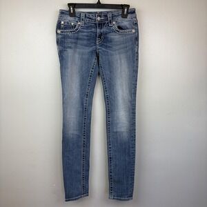 Miss Me Jeans Womens 27 Medium Wash Skinny Stretch Rhinestone Denim JES737SL